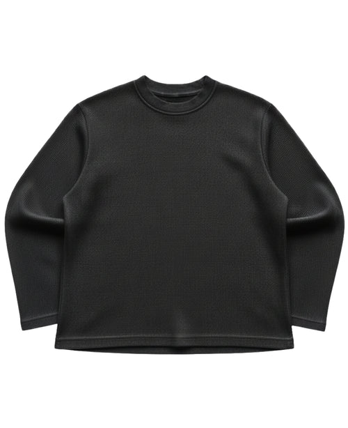Black waffle knit oversized full-sleeve Front Design