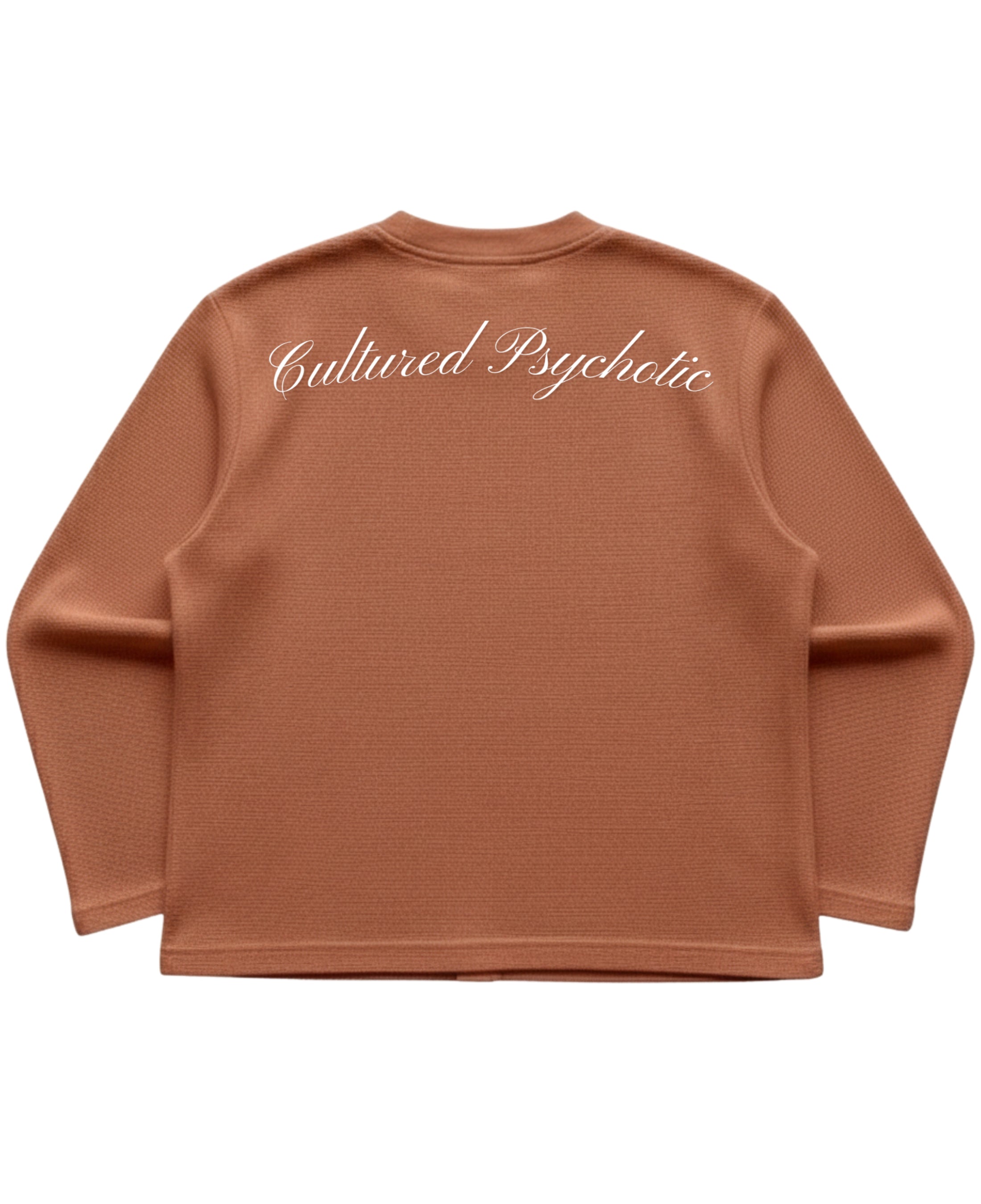Brown waffle knit oversized full-sleeve Back Design