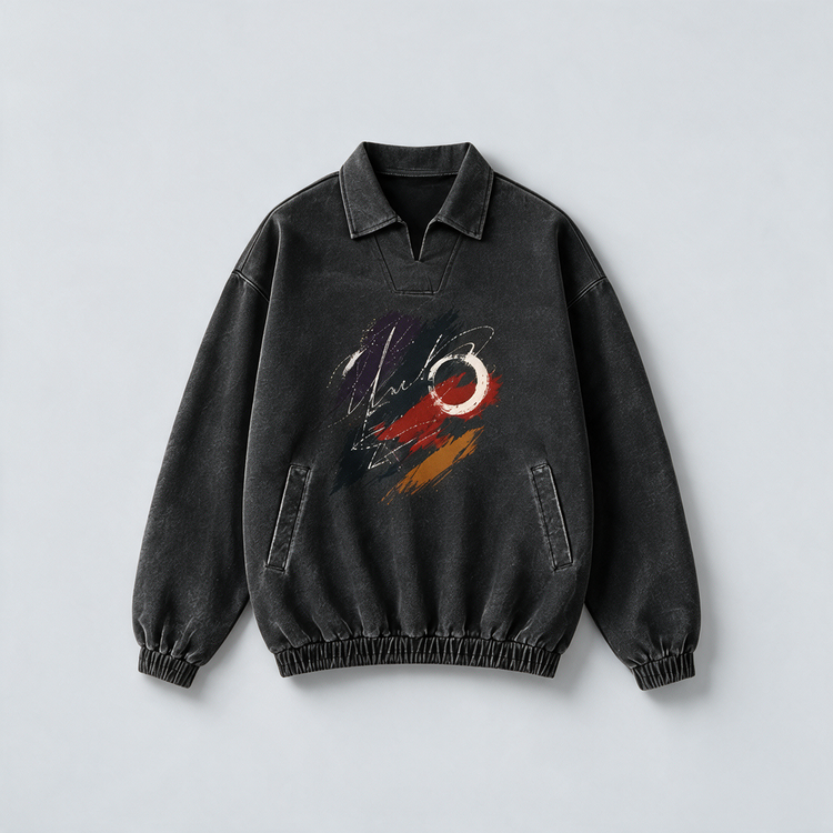 Neckline and shoulder of the Parallax sweatshirt