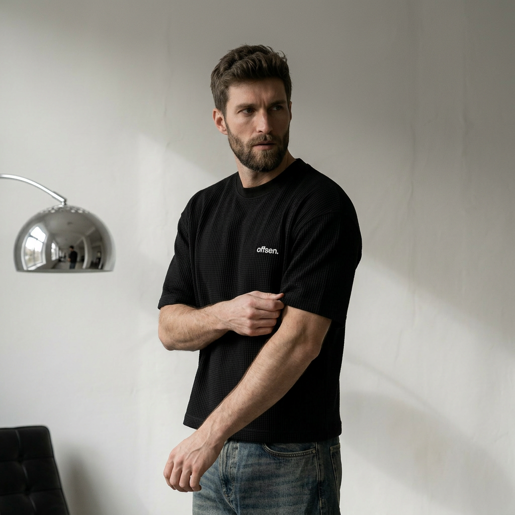 WaffleNet™ Boxy Tee (Black)