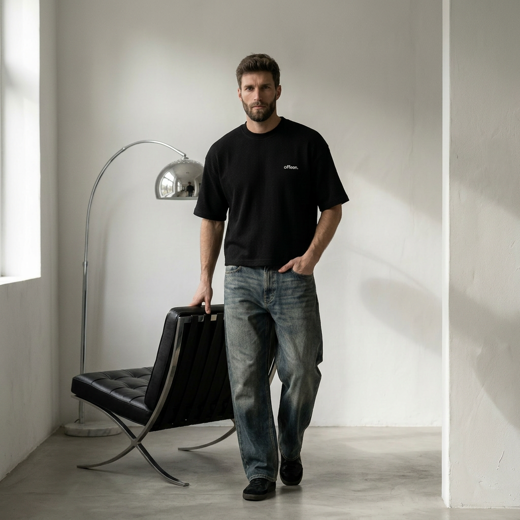 WaffleNet™ Boxy Tee (Black)