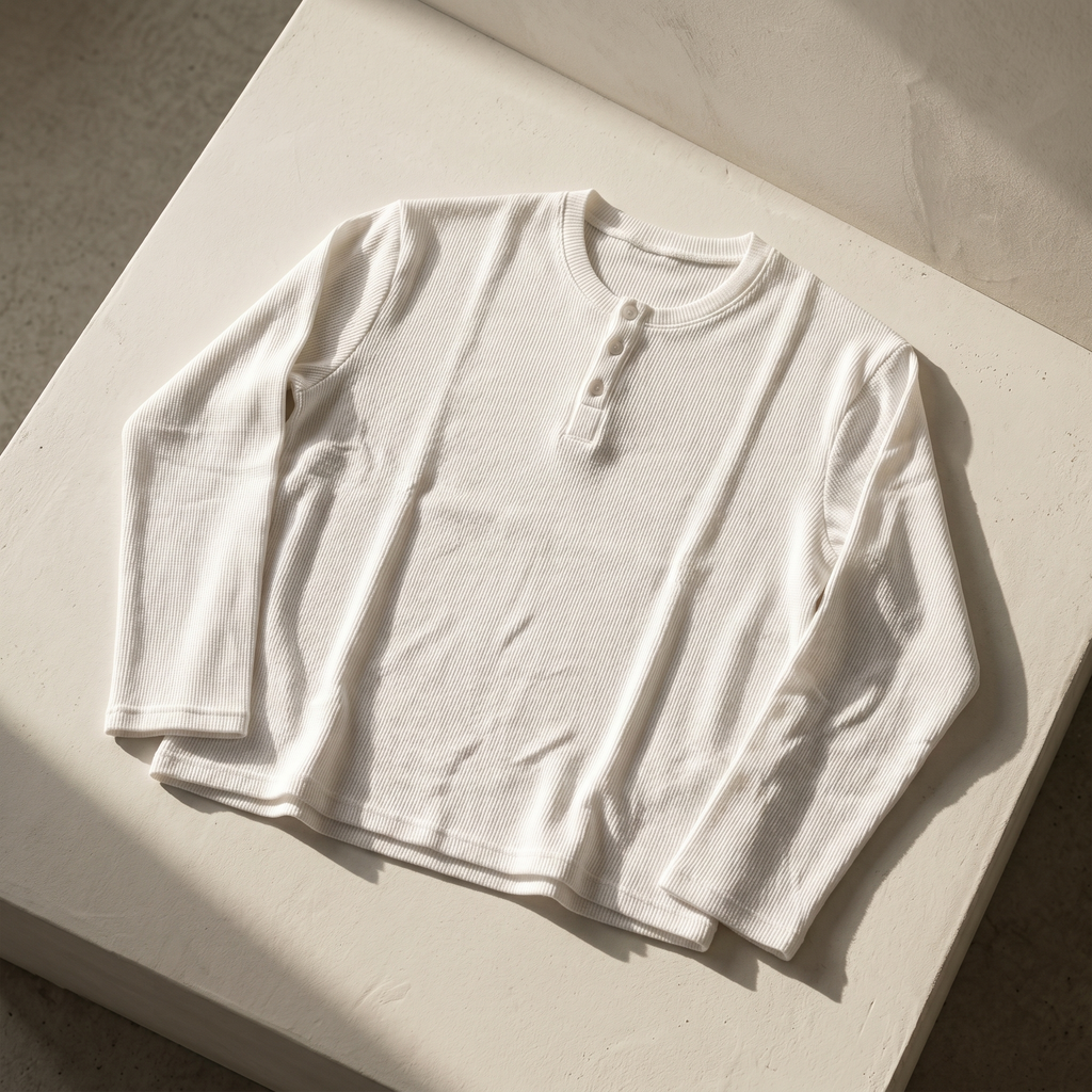 OFFSEN Waffle Henley – White