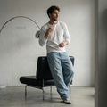 OFFSEN Waffle Henley – White