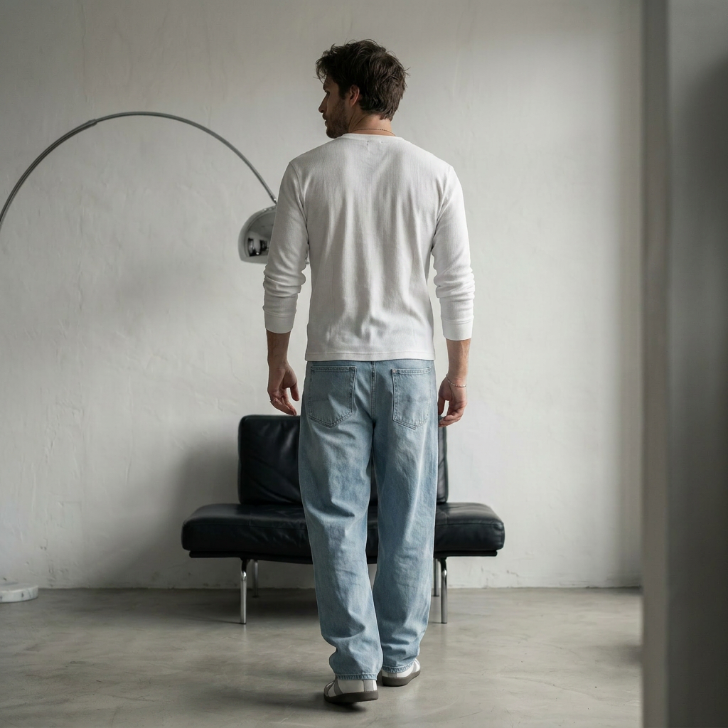 OFFSEN Waffle Henley – White