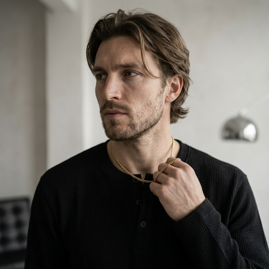 OFFSEN Waffle Henley --Black