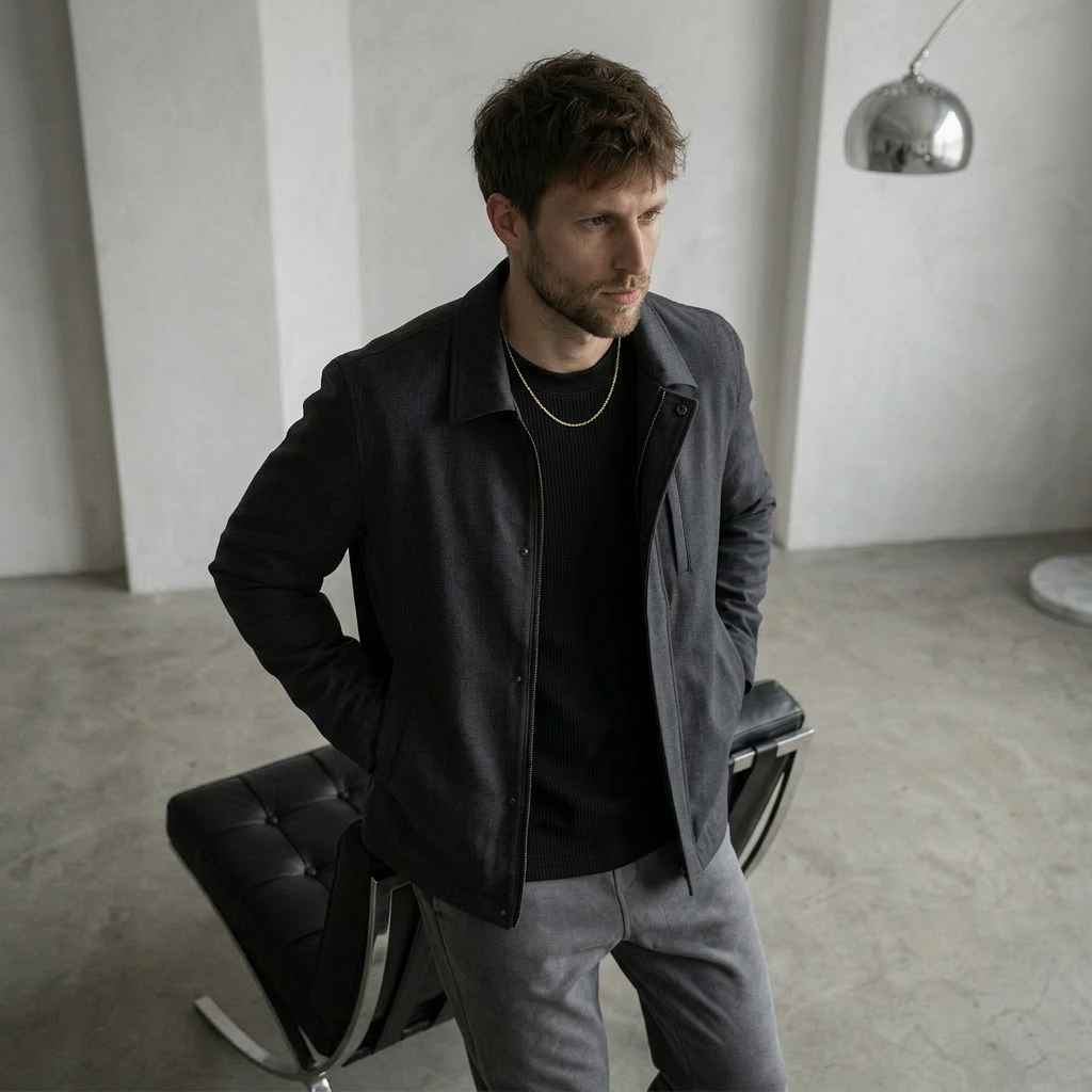 OFFSEN Black Waffle Knit Long Sleeve (Oversized Fit)