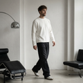 OFFSEN White Waffle Knit Long Sleeve (Oversized Fit)