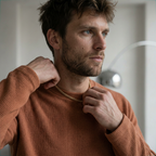 OFFSEN Brown Waffle Knit Long Sleeve (Oversized Fit)