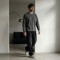 OFFSEN Waffle Cropped Tee – Ash Grey