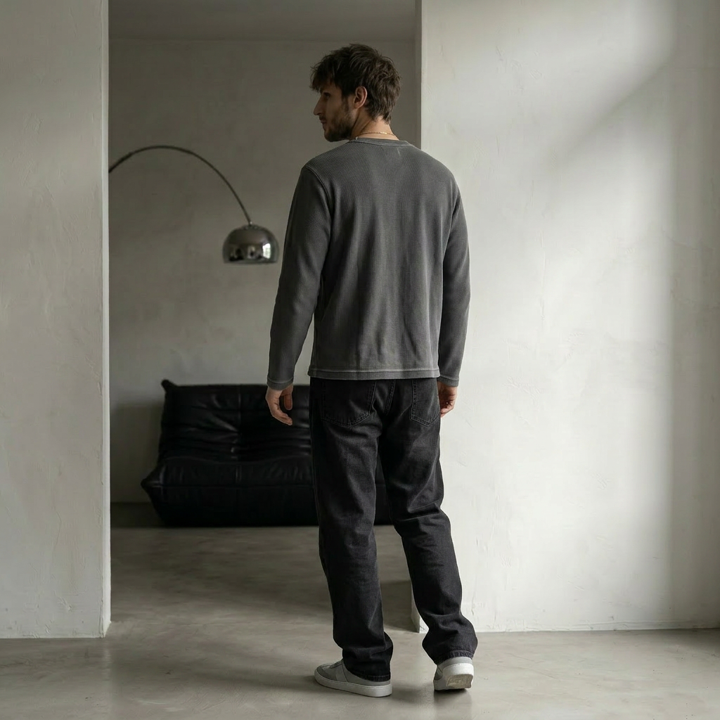 OFFSEN Waffle Cropped Tee – Ash Grey